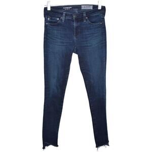 AG Adriano Goldschmied Women Dark Blue The Leggings Ankle Jeans Denim Raw Hem 25